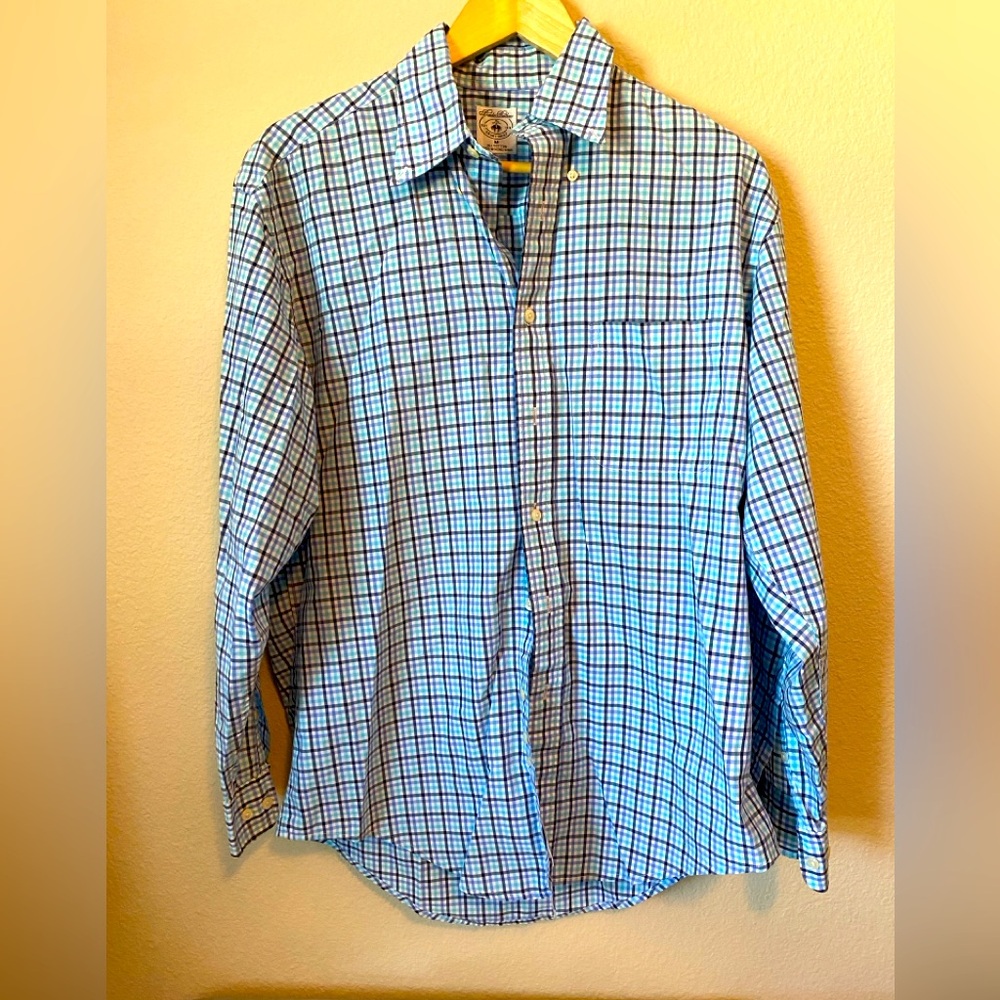 Brooks Brothers Blue and White Plaid Dress Shirt